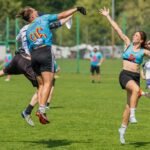Zuzanna Korczycka i Maciej Hołubowicz z Pogoń Pyton podczas meczu ultimate frisbee Wrocław 2026 | WROC-SERIES Liga Ultimate